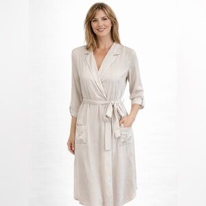 Favlux Beige Wrap Shirt Dress with Tie Belt & Pockets – Size S